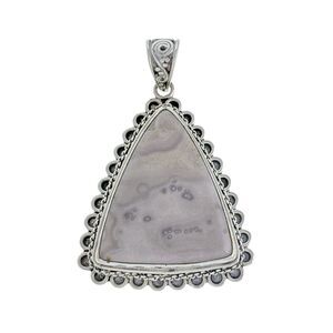 Vintage Southwest Sterling Silver 925 Scrollwork Edge Dusty Lilac Jasper Pendant